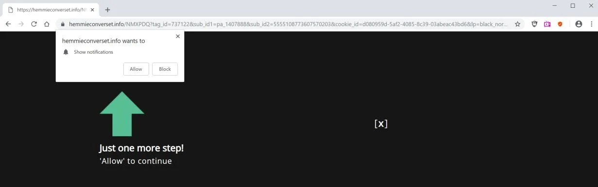 Hemmieconverset.info pop-up ads virus