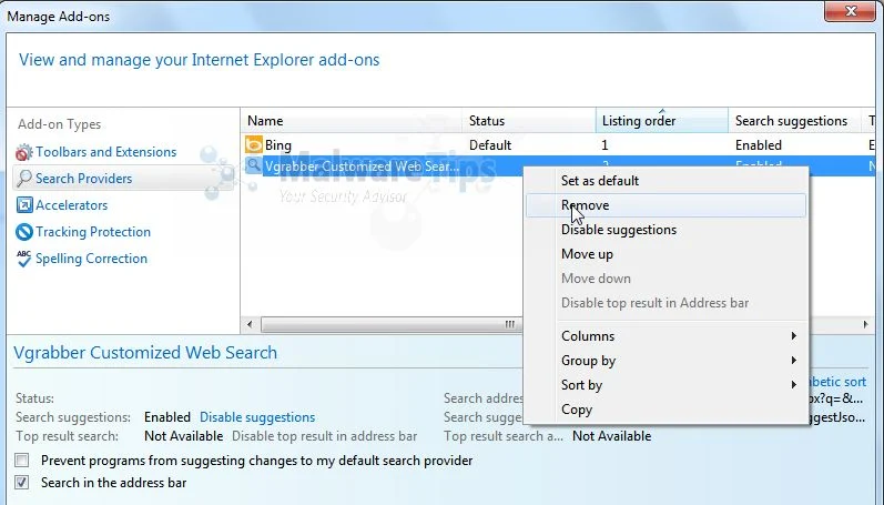 [Image: vGrabber Search Internet Explorer removal]