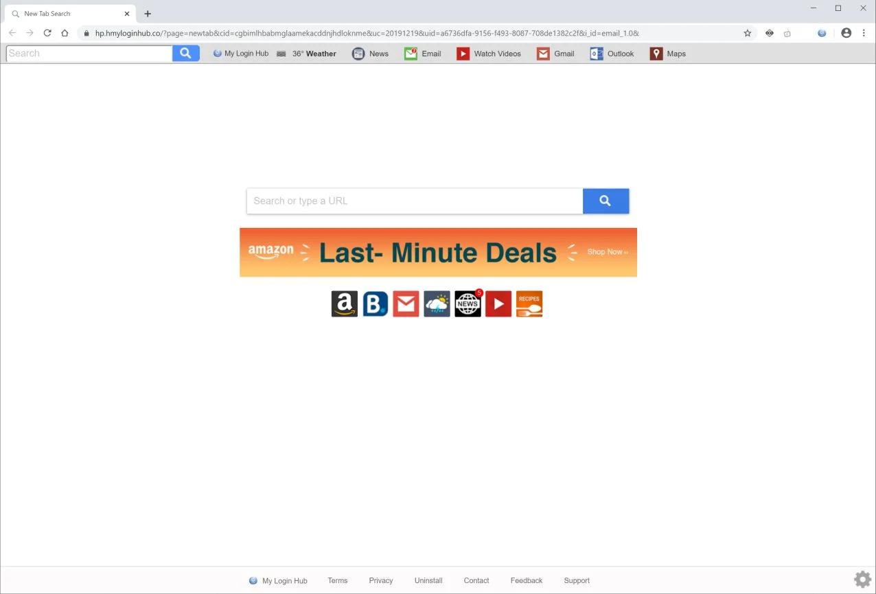 How to remove Search.hmyloginhub.co redirect (Virus Removal Guide) 1 Image: Chrome browser is redirected to search.hmyloginhub.co