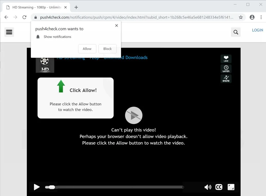 push4check.com pop-up scam virus