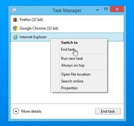 Task Manager Pop-up