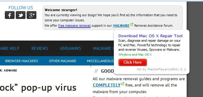Ads by MediaPlayerLtdEd1.2 virus