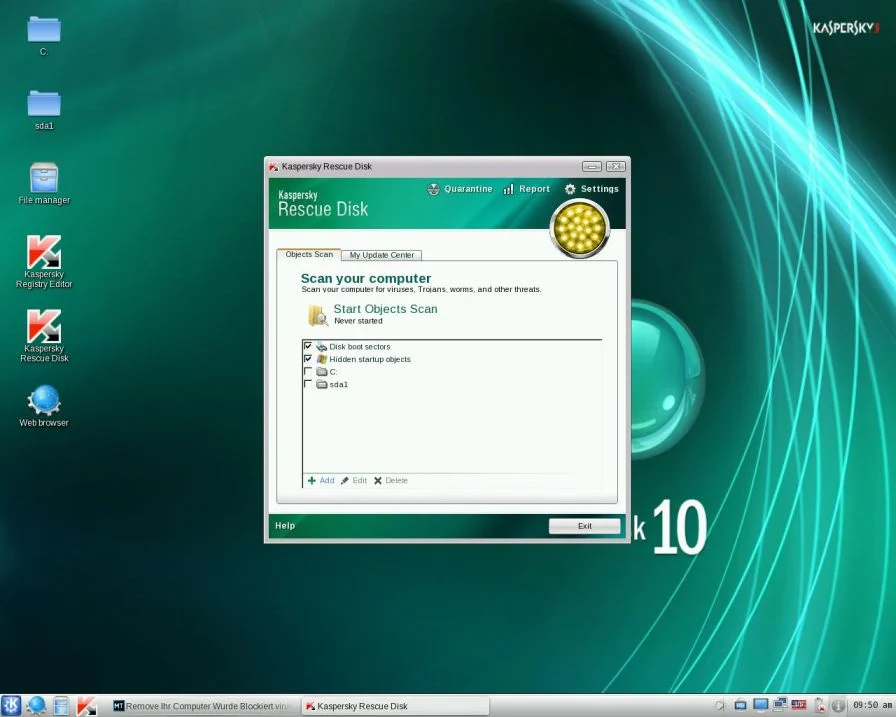 [Image: Kaspersky Rescue Disk scanner]