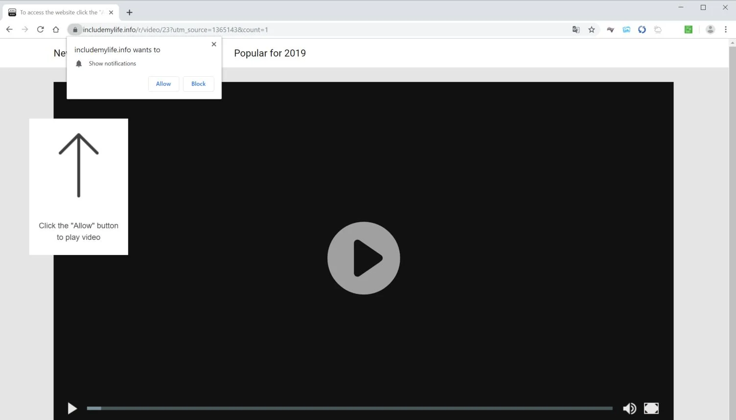 Image: Chrome browser is redirected to Includemylife.info