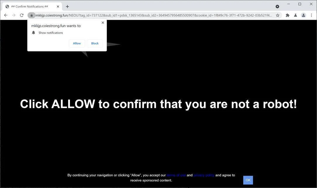 Remove Coiestrong.fun pop-up ads (Virus Removal Guide) 1 Image: Chrome browser is redirected to Coiestrong.fun