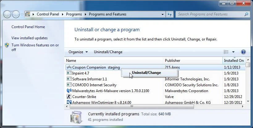 [Image: Coupon Companion Uninstaller]