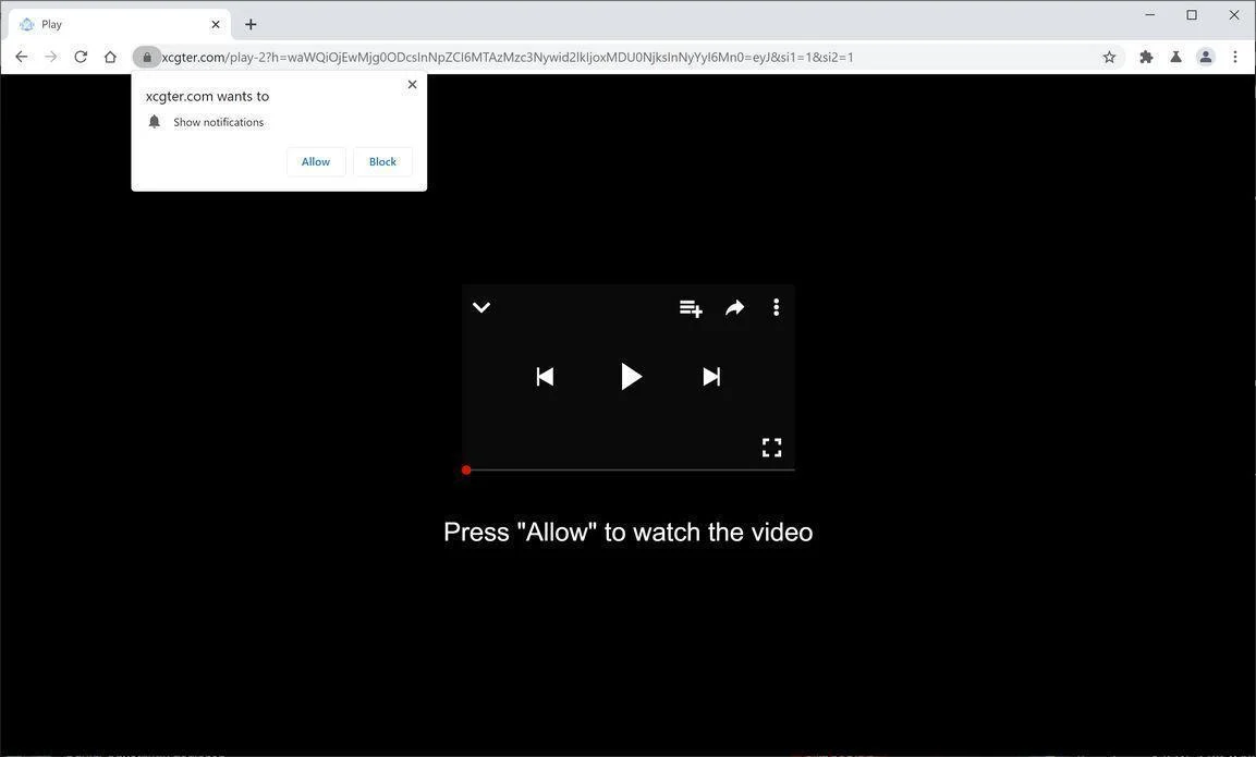 Remove Xcgter.com pop-up ads (Virus Removal Guide) 1 Image: Chrome browser is redirected to Xcgter.com