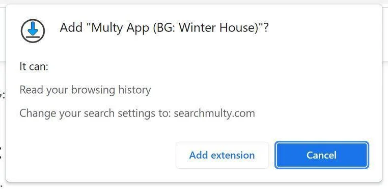 Remove Multy App (BG: Winter House) extension (Removal Guide) 1 Image: Multy App (BG: Winter House) Chrome browser extension