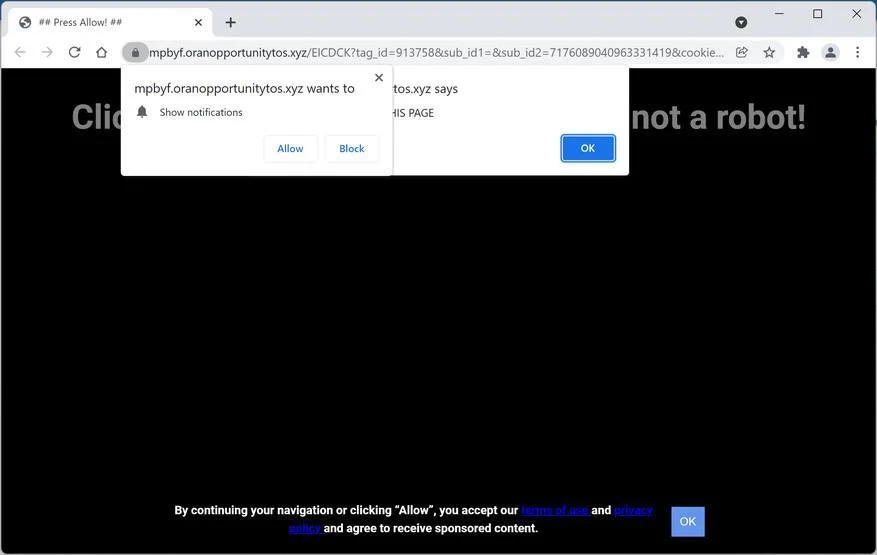 Remove Oranopportunitytos.xyz pop-up ads (Virus Removal Guide) 1 Image: Chrome browser is redirected to Oranopportunitytos.xyz