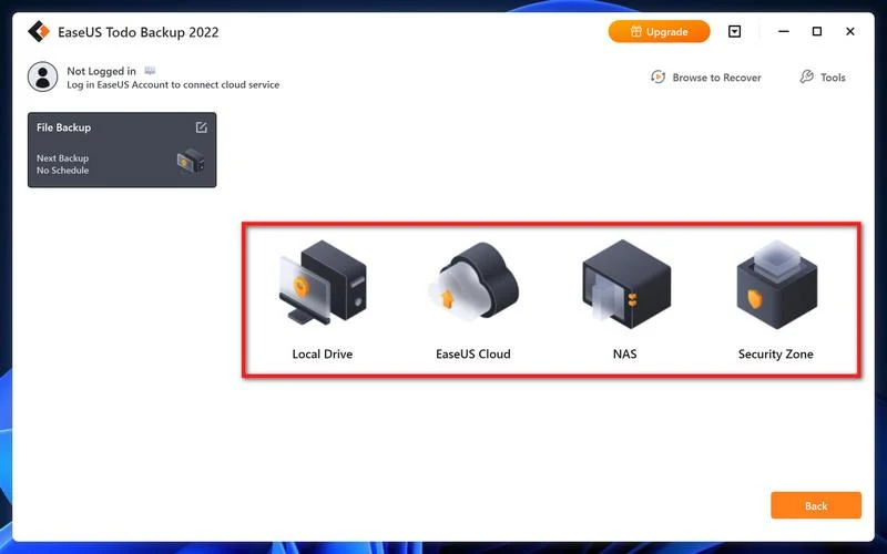 Download EaseUS Todo Backup 11 Select the backup location
