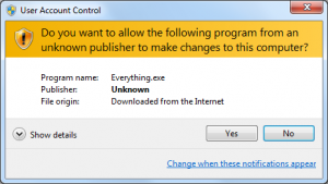UAC Yellow Yellow UAC prompt