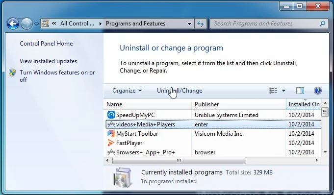 Remove videos+Media+Player from Windows