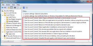 UAC config LSP UAC settings in Local Security Policy