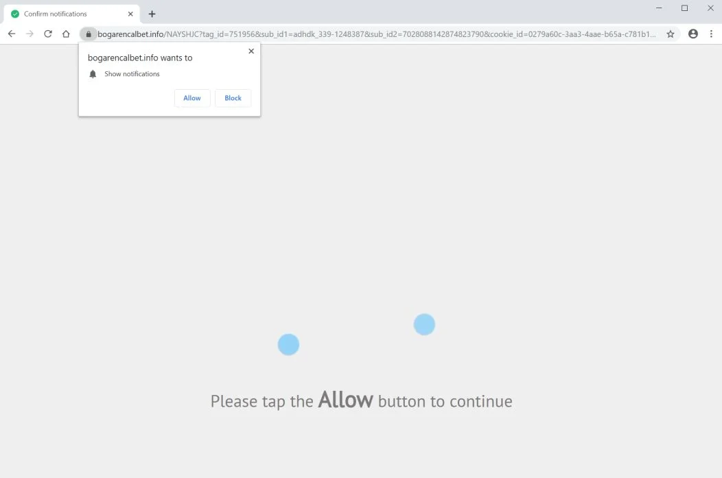 Image: Chrome browser is redirected to bogarencalbet.info virus