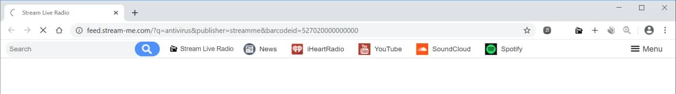 Image: Chrome browser is redirected to Feed.stream-me.com