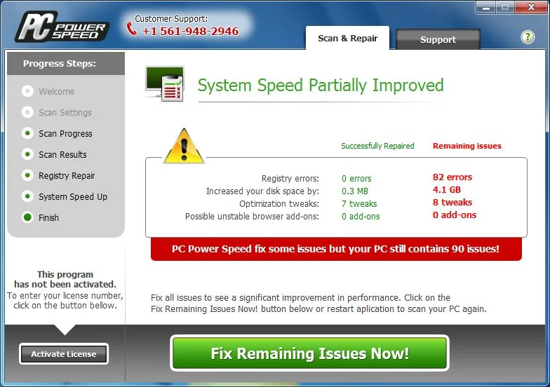 [Image: PC Power Speed pop-up virus]