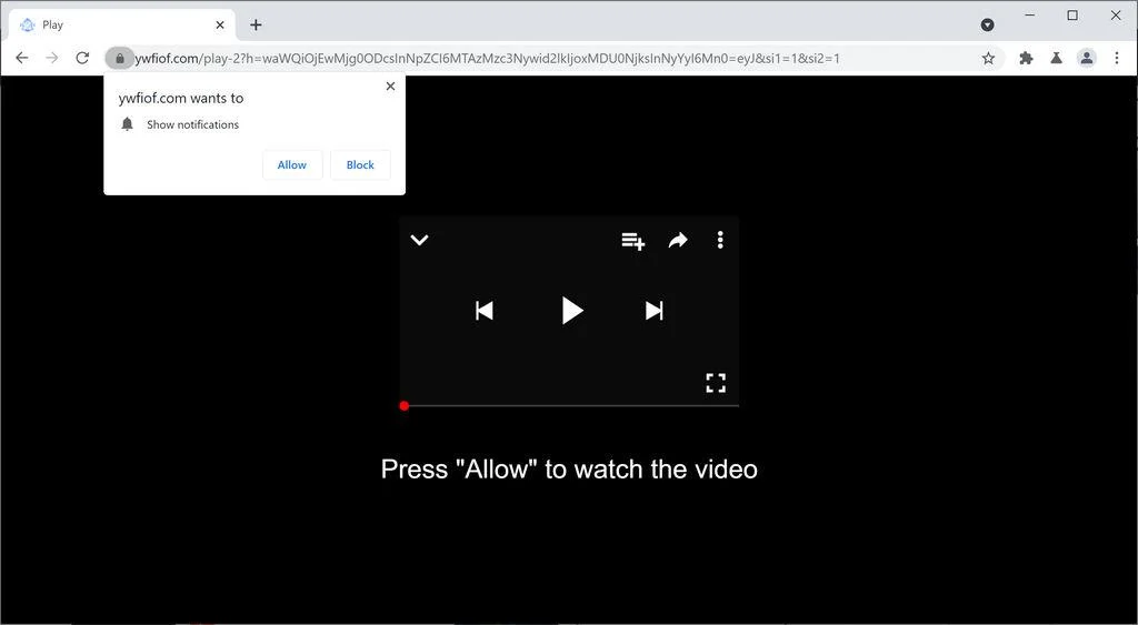 Remove Ywfiof.com pop-up ads (Virus Removal Guide) 1 Image: Chrome browser is redirected to Ywfiof.com
