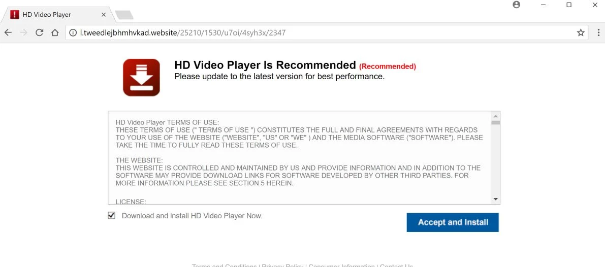HD Video Player Is Recommended Scam Virus