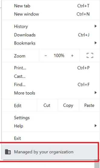 Image: Managed by your organisation - Chrome policy