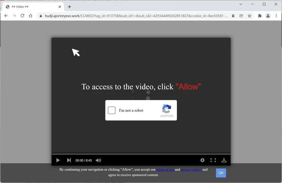 Image: Chrome browser is redirected to Ajorinryeso.work