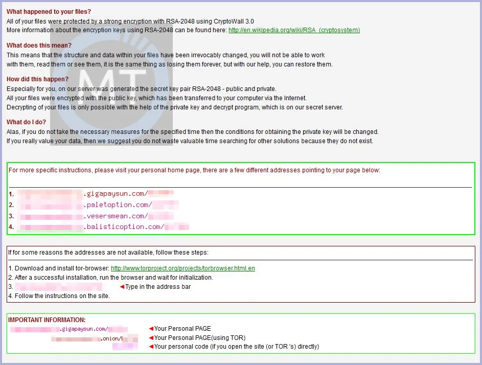 CryptoWall 3.0 virus