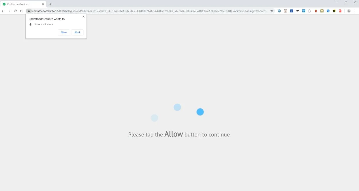 How to remove Undrathadoted.info pop-up ads (Virus Removal Guide) 1 Image: Chrome browser is redirected to the Undrathadoted.info site