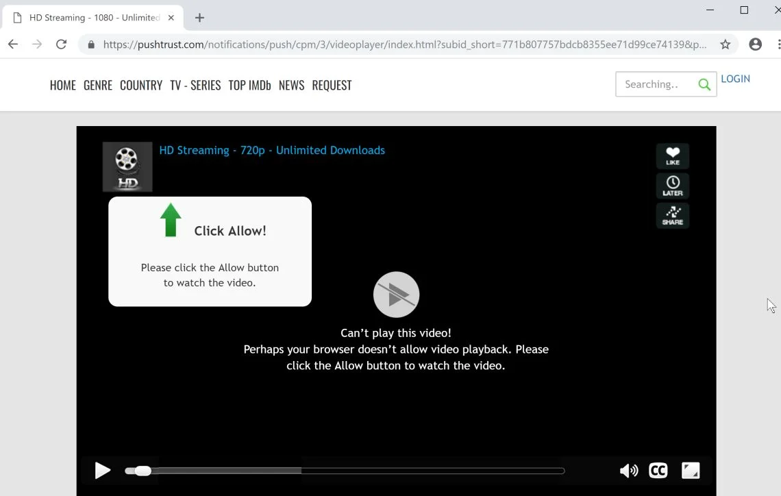 pushtrust.com redirect virus