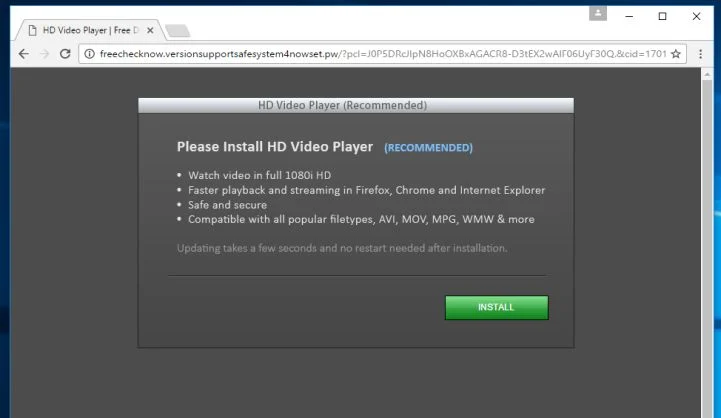 Freechecknow.versionsupportsafesystem4nowset.pw virus