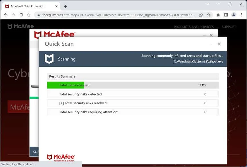 Image: Chrome browser is redirected to Foceg.live