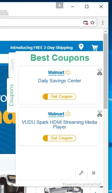 Ads by ProiCeChoP virus
