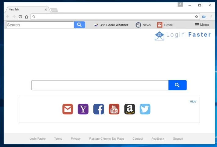 Login Faster New Tab virus