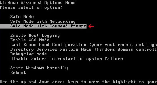 Safe Mode with Command Prompt Screen Enter Safe Mode with Command Prompt
