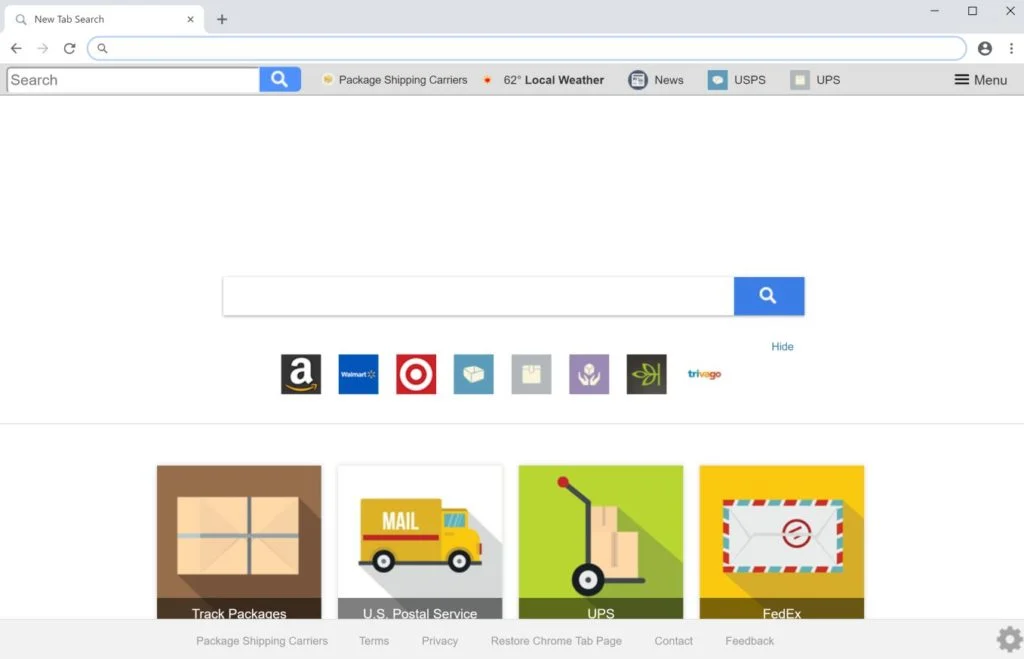 Package Shipping Carriers New Tab Search Virus