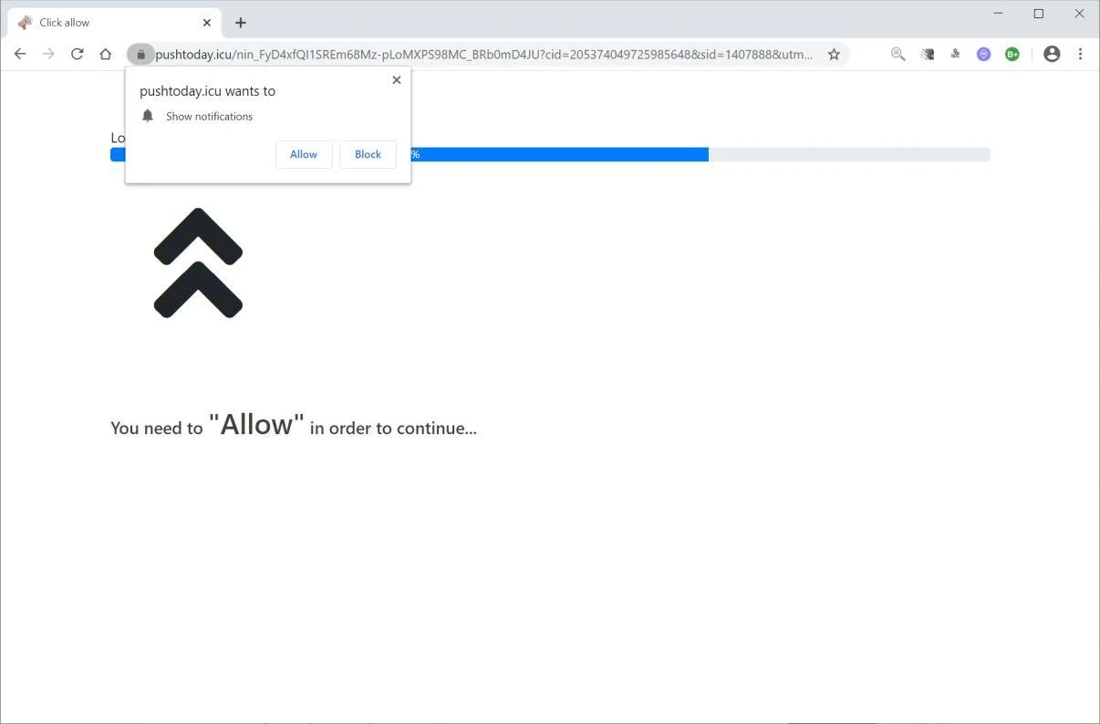 Remove Pushtoday.icu pop-up ads (Virus Removal Guide) 1 Image: Chrome browser is redirected to Pushtoday.icu