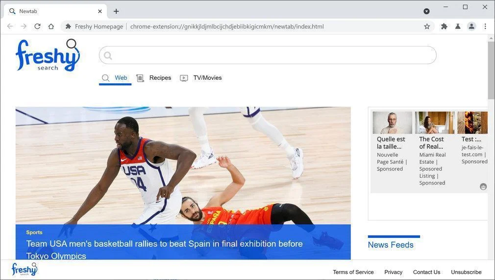 Remove Freshy Search redirect (Virus Removal Guide) 1 Image: Chrome browser is redirected to Freshy Search