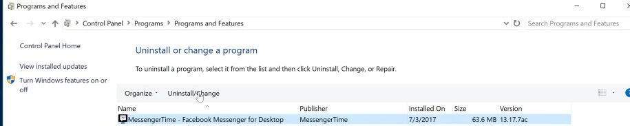 MessengerTime Removal