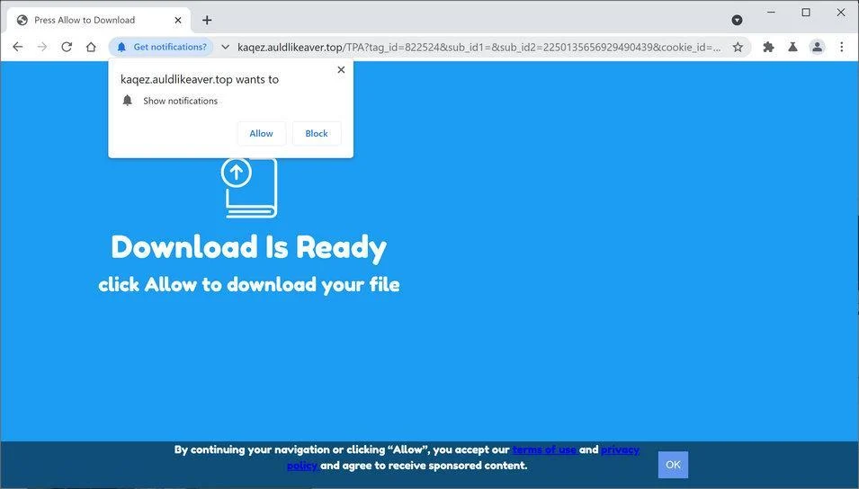 Remove Auldlikeaver.top pop-up ads (Virus Removal Guide) 1 Image: Chrome browser is redirected to Auldlikeaver.top
