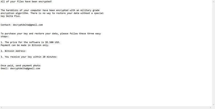 How to remove Decryptdelta ransomware (Virus Removal Guide) 1 Image: Decryptdelta ransomware note