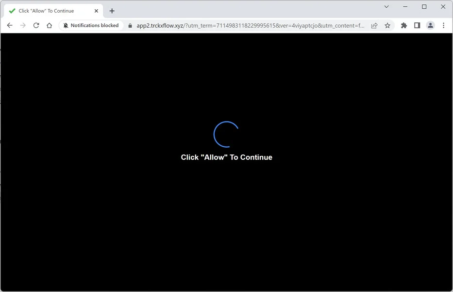 Image: Chrome browser is redirected to Trckxflow.xyz