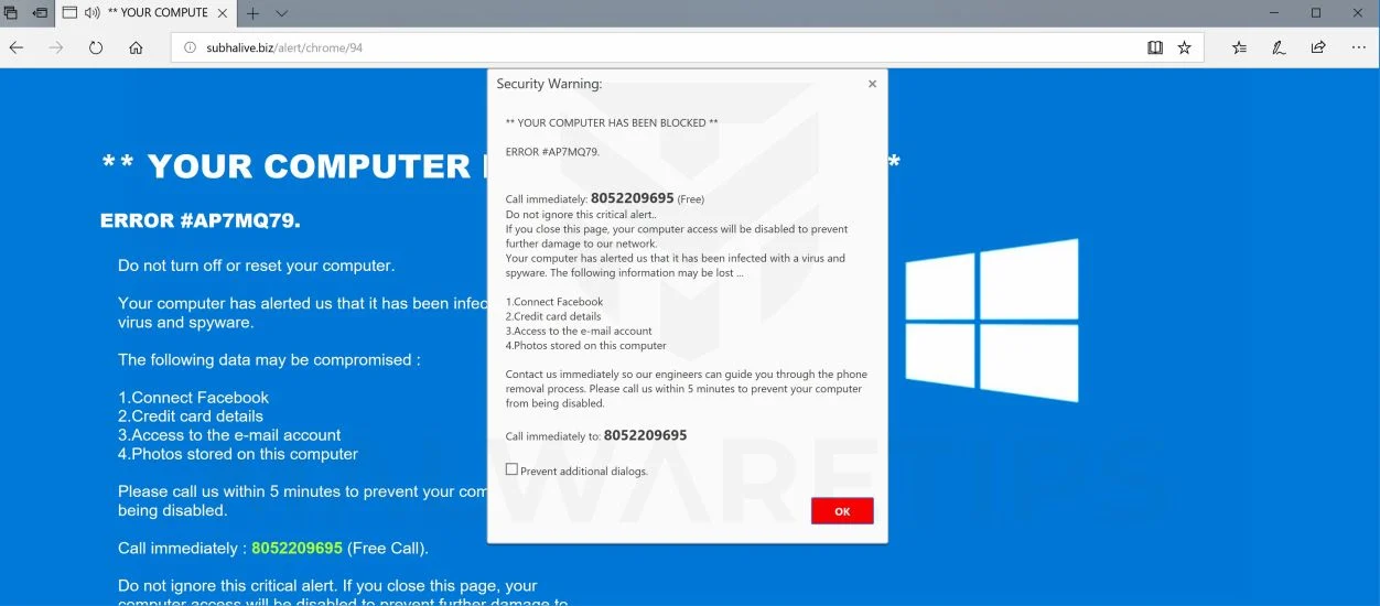 Image: ERROR #AP7MQ79 - Tech Support Scam