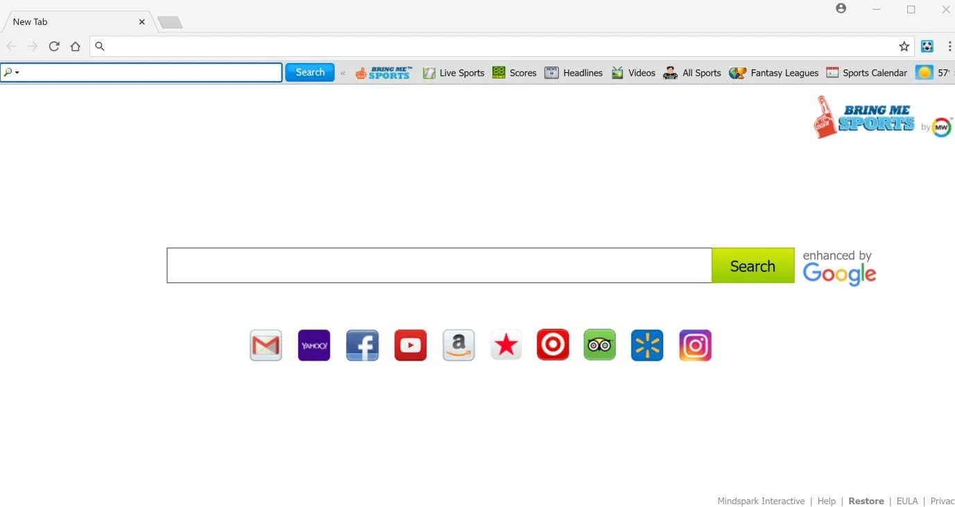 Image: Chrome browser is redirected to BringMeSports