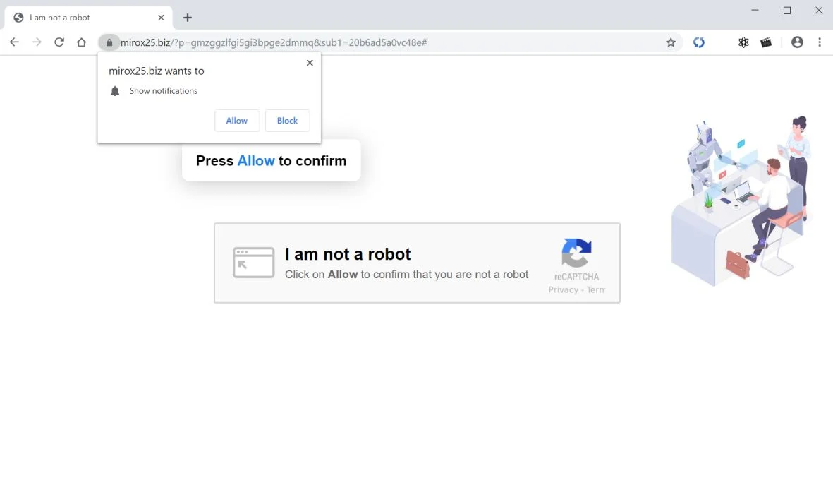 How to remove Mirox25.biz pop-up ads (Virus Removal Guide) 1 Image: Chrome browser is redirected to Mirox25.biz