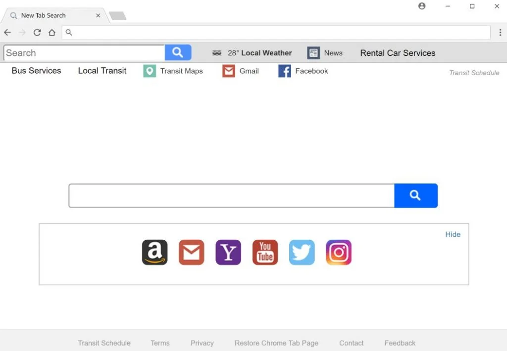Transit Schedule New Tab redirect