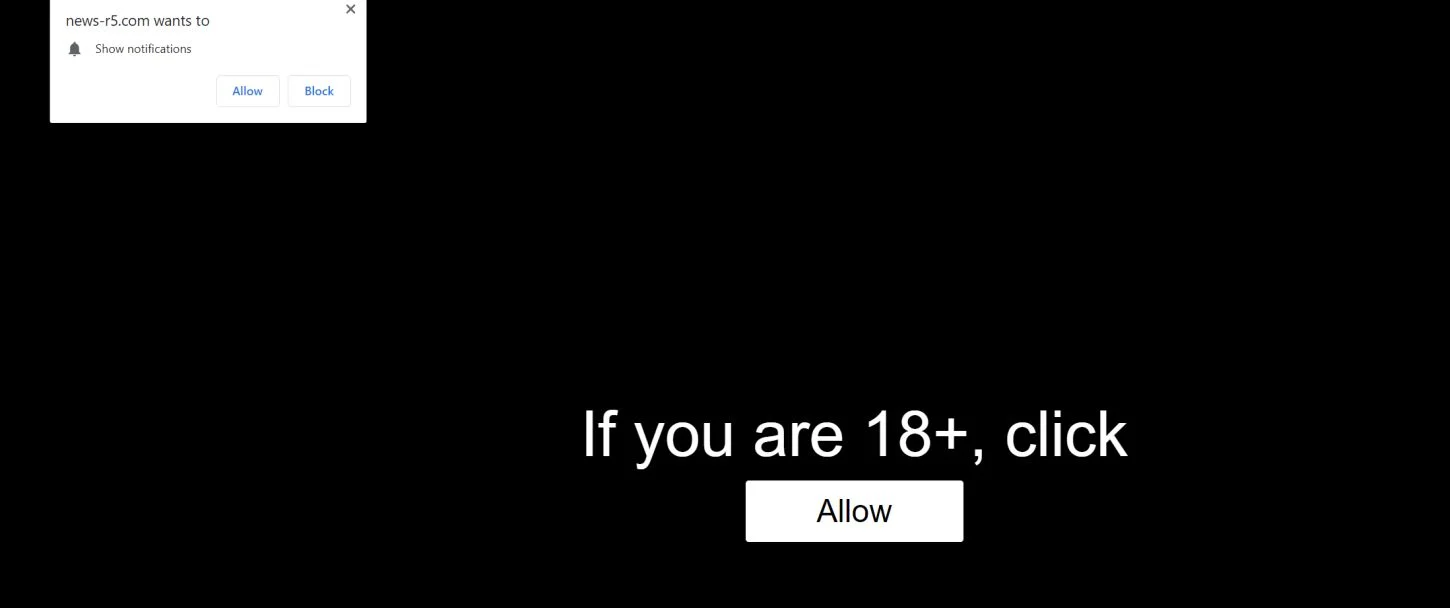 Image: Chrome browser is redirected to the News-r5.com site virus