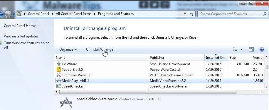 Remove MediaPlay+vid1.1 from Windows