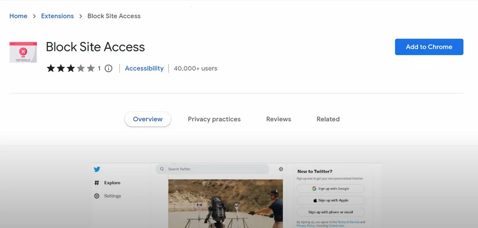 Image: Block Site Access Chrome Extension