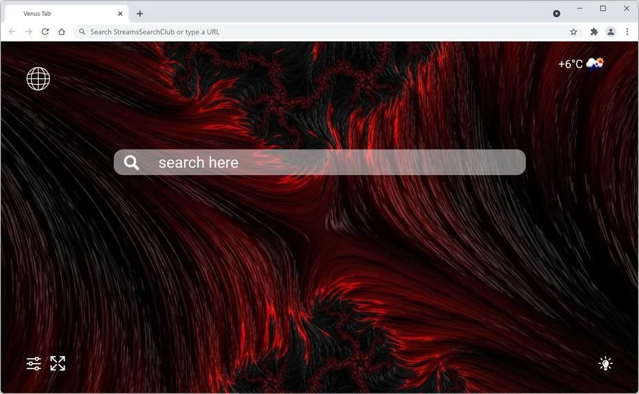 Image: Chrome browser is redirected to Venus Tab new tab page