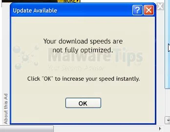 Your download speeds are not fully optimized popup virus