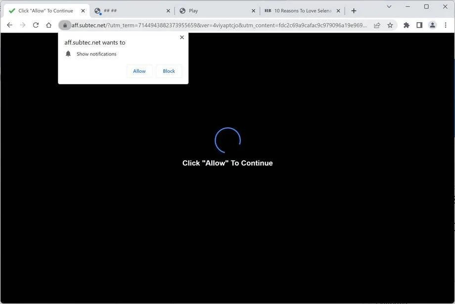 Remove Aff.subtec.net Pop-up Ads (Virus Removal Guide) 1 Image: Chrome browser is redirected to Aff.subtec.net