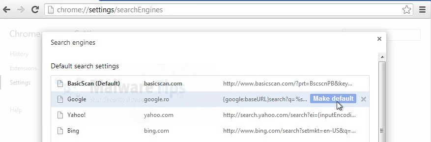 [Image: BasicScan Chrome redirect]
